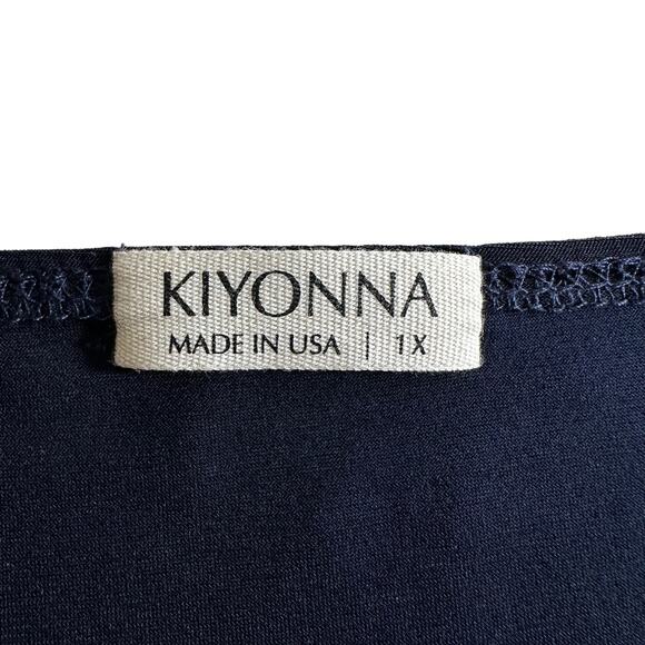 Kiyonna New Womens Plus Size 3/4 Sleeve Wrap Dress Navy Blue Size 1X USA Classic - Picture 7 of 9